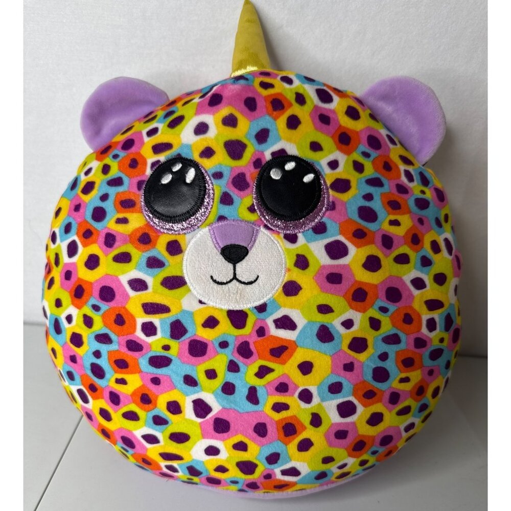 Ty Giselle Leopard Unicorn Plush Toy With Colorful Spots & Glitter Horn 12Inches